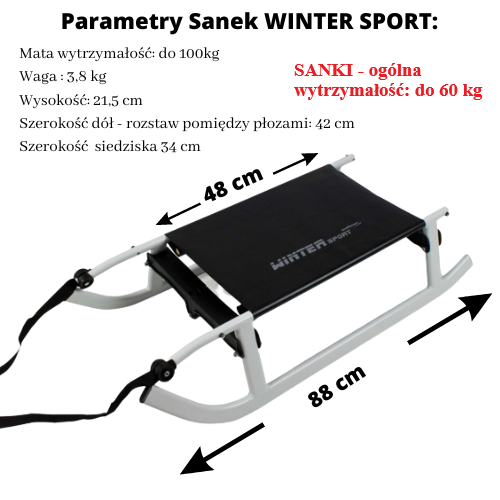Sanki Polskie Składane metalowe Adbor Winter Sport z pasami Winter_Sport_wymiary