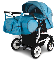 Wózek podwójny BLIŹNIACZY ADBOR DUO STARS 3w1 + Torba + Pokrowiec + Moskitiera + Foteliki CAPRI (kolor: D-07)