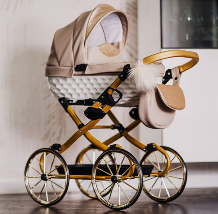 Wózek dla Lalek z EKOSKÓRY ADBOR LULU + Torebka + Koszyk + Ozdoba (kolor: 02) !!! NOWOŚĆ 2025 !!!