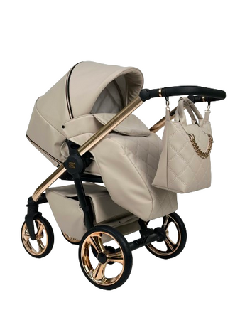 Wózek dziecięcy ADBOR LORETTO LUX STARS 3w1 + Torba + Pokrowiec + Moskitiera + Fotelik COSMO ISOFIX (kolor: 20 - GONDOLA LUSTRZANA MIEDŹ)