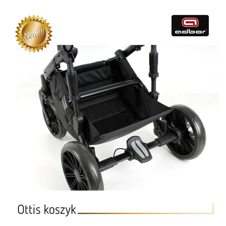 Wózek dziecięcy ADBOR OTTIS WHITE 3w1 + Torba + Pokrowiec + Moskitiera + Uchwyt na butelkę + Fotelik Samochodowy (kolor: Ow-02)