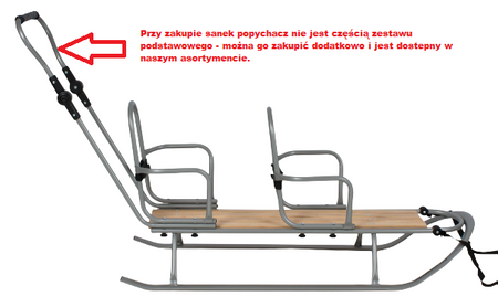 Sanki metalowe Adbor Piccolino Xdrive DUO z oparciami i pasami bezpieczeństwa kolor: Srebrny