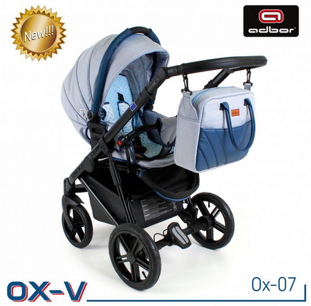 Wózek dziecięcy ADBOR OX-V 2w1 + Torba + Pokrowiec + Moskitiera + Uchwyt na butelkę (kolor: Ox-08)