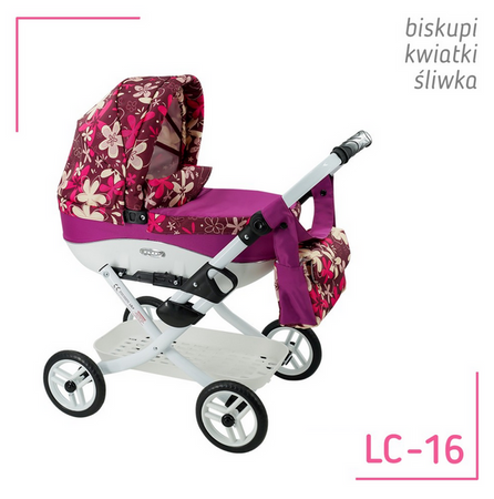 Wózek dla Lalek Składany Głęgoki Adbor LILY Classic - Gondola + Torba + Koszyk (kolor: Lc-16)