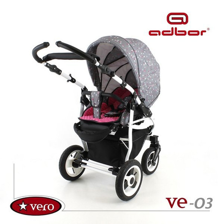 Wózek spacerowy ADBOR VERO DWUKIERUNKOWY + Plecak (przewijak) + Pokrowiec + Uchwyt na butelkę kolor: VE-06