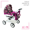 Wózek dla Lalek Składany Głęgoki Adbor LILY Classic - Gondola + Torba + Koszyk (kolor: Lc-19)