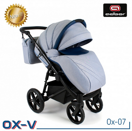 Wózek dziecięcy ADBOR OX-V 3w1 + Torba + Pokrowiec + Moskitiera + Uchwyt na butelkę + Fotelik (kolor: Ox-010)