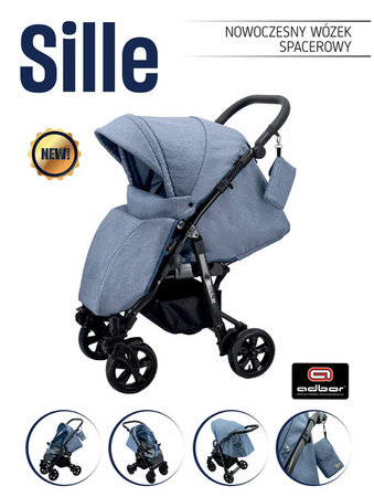 Wózek spacerowy ADBOR SILLE 2022 !!!NOWOŚĆ!!! + Saszetka + Pokrowiec przeciwdeszczowy (kolor: S-5)