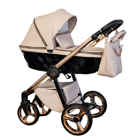 Wózek Dziecięcy Wielofunkcyjny Adbor LORETTO 2w1 Gondola Spacerówka + Torba + Pokrowiec + Moskitiera (kolor: 02 - Gondola Czarna)