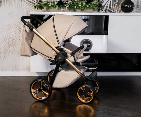 Wózek dziecięcy ADBOR LORETTO 3w1 + Torba + Pokrowiec + Moskitiera + Fotelik COSMO ISOFIX (kolor: 01 - GONDOLA BIAŁA)