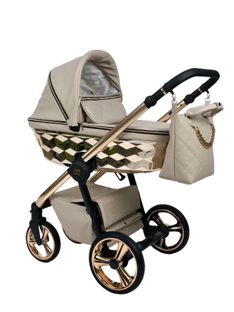 Wózek dziecięcy ADBOR LORETTO LUX STARS 3w1 + Torba + Pokrowiec + Moskitiera + Fotelik CAPRI (kolor: 02 - GONDOLA LUSTRZANA MIEDŹ)