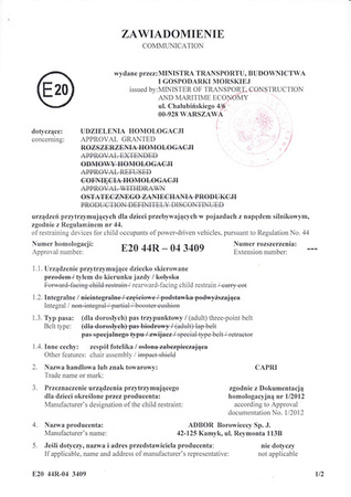 Fotelik samochodowy Capri ZIPP (kolor: SILVER)