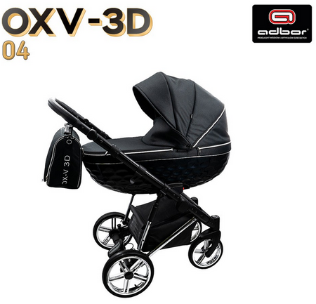 Wózek dziecięcy ADBOR OXV-3D 3w1 + Torba + Pokrowiec + Moskitiera + Uchwyt na butelkę + Fotelik CAPRI (kolor: OXV-3D-04)
