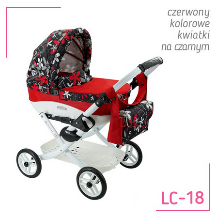 Wózek dla Lalek Składany Głęgoki Adbor LILY Classic - Gondola + Torba + Koszyk (kolor: Lc-18)