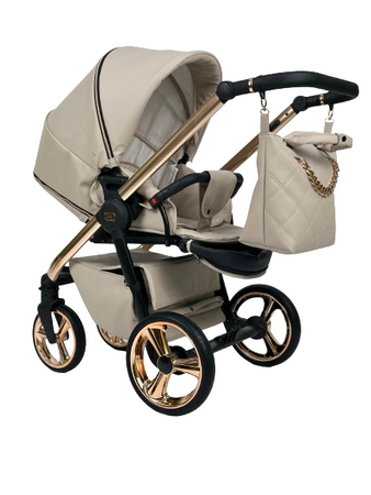 Wózek dziecięcy ADBOR LORETTO LUX STARS 3w1 + Torba + Pokrowiec + Moskitiera + Fotelik COSMO ISOFIX (kolor: 20 - GONDOLA LUSTRZANA MIEDŹ)