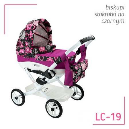 Wózek dla Lalek Składany Głęgoki Adbor LILY Classic - Gondola + Torba + Koszyk (kolor: Lc-19)