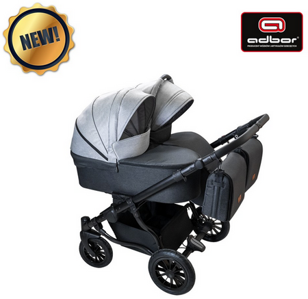 Wózek podwójny BLIŹNIACZY ADBOR DUO LUX 6w1 + Torby + Pokrowiec + Moskitiera + Uchwyt na butelkę + Foteliki kolor: DL-06