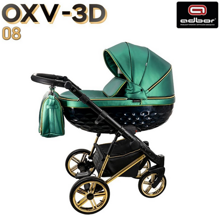 Wózek dziecięcy ADBOR OXV-3D 3w1 + Torba + Pokrowiec + Moskitiera + Uchwyt na butelkę + Fotelik CAPRI (kolor: OXV-3D-08)