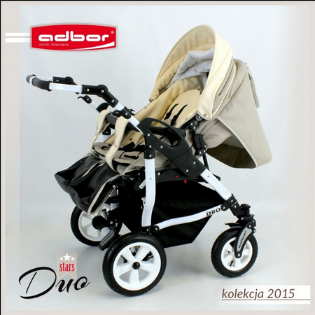 Wózek podwójny BLIŹNIACZY ADBOR DUO STARS 2w1 + Torba + Pokrowiec + Moskitiera (kolor: D-01)