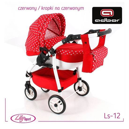 Wózek lalkowy ADBOR LILY Stelaż SPORT + Torebka + Koszyk (kolor: Ls-12)