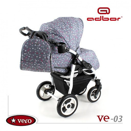 Wózek spacerowy ADBOR VERO DWUKIERUNKOWY + Plecak (przewijak) + Pokrowiec + Uchwyt na butelkę kolor: VE-01