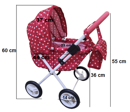 Wózek dla Lalek ADBOR MIKI Lalkowy Stelaż Classic + Torebka (kolor: Mi-01)