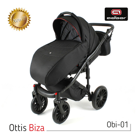 Wózek dziecięcy ADBOR OTTIS BLACK 2020 3w1 + Torba + Pokrowiec + Moskitiera + Uchwyt na butelkę + Fotelik kolor: Obi-05