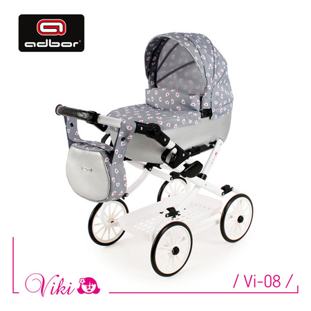 Wózek dla Lalek Składany Głęboki Adbor Viki Gondola + Torba + Koszyk (kolor: Vi-08)