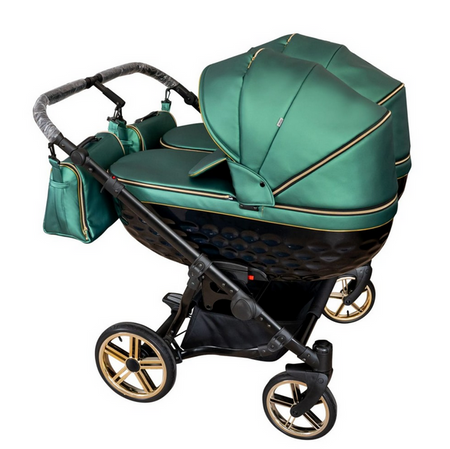 Wózek podwójny BLIŹNIACZY ADBOR DUO LUX 3D 4w1 + Torby + Pokrowiec + Moskitiera + Uchwyt na butelkę + Foteliki KITE ISOFIX kolor: DL 3D-08