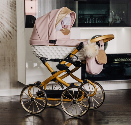 Wózek dla Lalek z EKOSKÓRY ADBOR LULU + Torebka + Koszyk + Ozdoba (kolor: 03) !!! NOWOŚĆ 2025 !!!