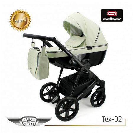 Wózek dziecięcy ADBOR TEXAS 3w1 + Torba + Pokrowiec + Moskitiera + Uchwyt na butelkę + Fotelik Samochodowy (kolor: Tex-02)