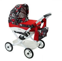 Wózek dla Lalek Składany Głęgoki Adbor LILY Classic - Gondola + Torba + Koszyk (kolor: Lc-18)
