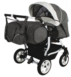 Wózek podwójny BLIŹNIACZY ADBOR DUO STARS 3w1 + Torba + Pokrowiec + Moskitiera + Foteliki CAPRI (kolor: D-03)