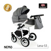 Wózek dziecięcy ADBOR NEMO 3w1 + Torba + Pokrowiec + Moskitiera + Fotelik Samochodowy (kolor: Lena-53)