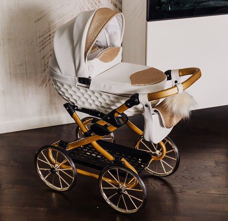 Wózek dla Lalek z EKOSKÓRY ADBOR LULU + Torebka + Koszyk + Ozdoba (kolor: 04) !!! NOWOŚĆ 2025 !!!