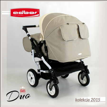 Wózek podwójny BLIŹNIACZY ADBOR DUO STARS 2w1 + Torba + Pokrowiec + Moskitiera (kolor: D-04)