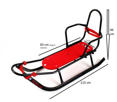 Sanki metalowe Adbor Piccolino Black Edition z oparciem i pasami kolor: Żółto-Czarny