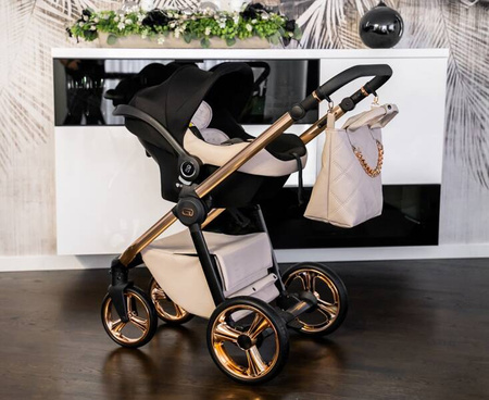 Wózek dziecięcy ADBOR LORETTO 3w1 + Torba + Pokrowiec + Moskitiera + Fotelik COSMO ISOFIX (kolor: 01 - GONDOLA BIAŁA)