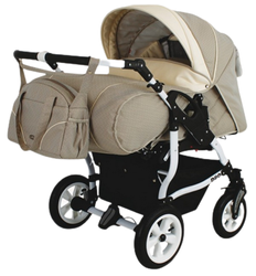 Wózek podwójny BLIŹNIACZY ADBOR DUO STARS 3w1 + Torba + Pokrowiec + Moskitiera + Foteliki CAPRI (kolor: D-01)