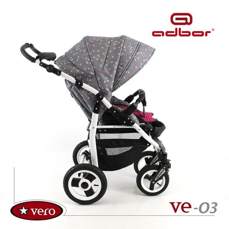Wózek spacerowy ADBOR VERO DWUKIERUNKOWY + Plecak (przewijak) + Pokrowiec + Uchwyt na butelkę kolor: VE-05