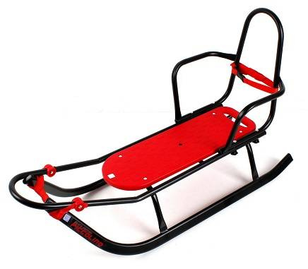 Sanki metalowe Adbor Piccolino Standard z oparciem i pasami kolor: SREBRNY