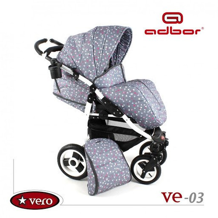Wózek spacerowy ADBOR VERO DWUKIERUNKOWY + Plecak (przewijak) + Pokrowiec + Uchwyt na butelkę kolor: VE-01