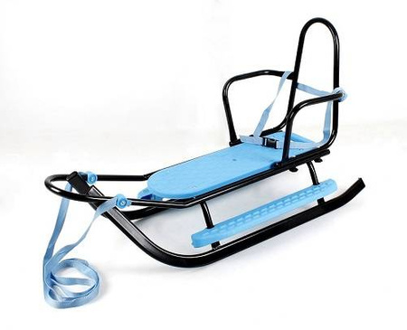 Sanki metalowe Adbor Piccolino Black Edition z oparciem i pasami kolor: Niebiesko-Czarny