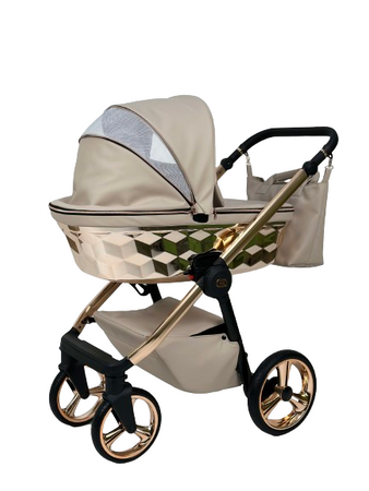 Wózek dziecięcy ADBOR LORETTO LUX STARS 3w1 + Torba + Pokrowiec + Moskitiera + Fotelik CAPRI (kolor: 01 - GONDOLA LUSTRZANA MIEDŹ)