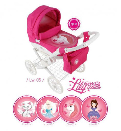 Wózek lalkowy ADBOR LILY Stelaż SPORT + Torebka + Koszyk (kolor: Lsw-06)