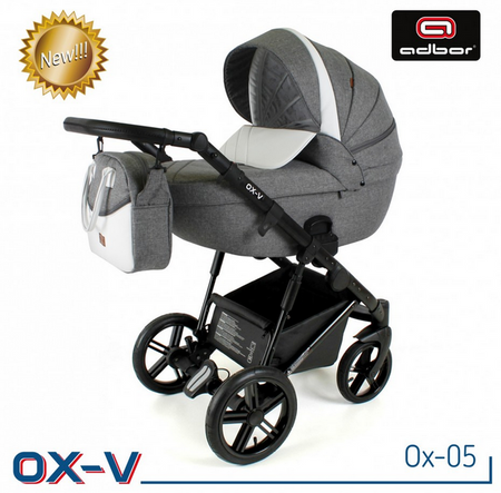 Wózek dziecięcy ADBOR OTTIS WHITE 3w1 + Torba + Pokrowiec + Moskitiera + Uchwyt na butelkę + Fotelik Samochodowy (kolor: Ow-01)