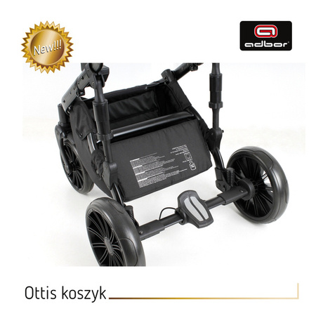 Wózek dziecięcy ADBOR OTTIS BLACK 2022 3w1 + Torba + Pokrowiec + Moskitiera + Uchwyt na butelkę + Fotelik kolor: Ob-08