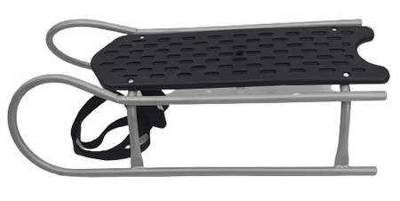 Sanki metalowe Adbor LUMO Z OPARCIEM i pasami kolor: SREBRNY