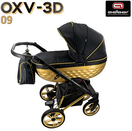 Wózek dziecięcy ADBOR OXV-3D 3w1 + Torba + Pokrowiec + Moskitiera + Uchwyt na butelkę + Fotelik CAPRI (kolor: OXV-3D-09)
