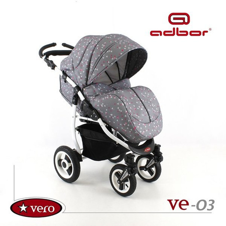 Wózek spacerowy ADBOR VERO DWUKIERUNKOWY + Plecak (przewijak) + Pokrowiec + Uchwyt na butelkę kolor: VE-07